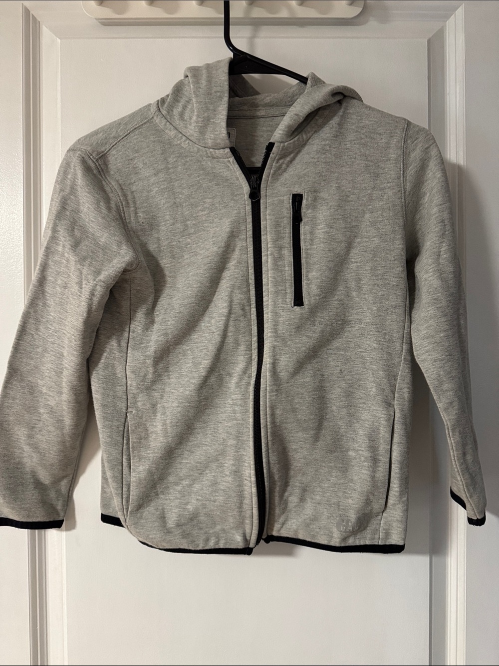 GAP Light Gray Hooded Zip Sweatshirt with Black Trim